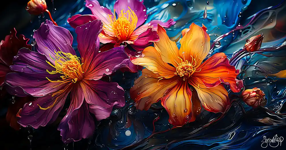 Shroomstep Art - Psychedelic Flowers