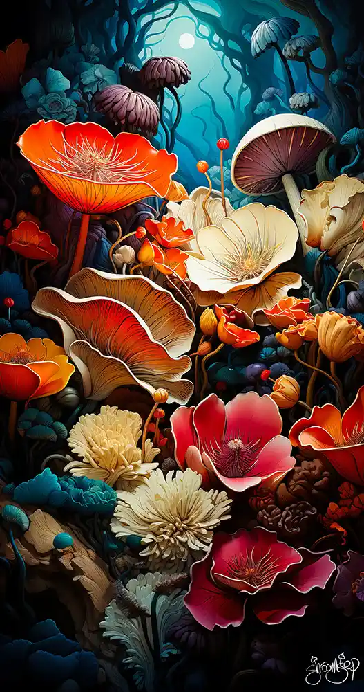 Shroomstep Art - Flowers and Mushrooms